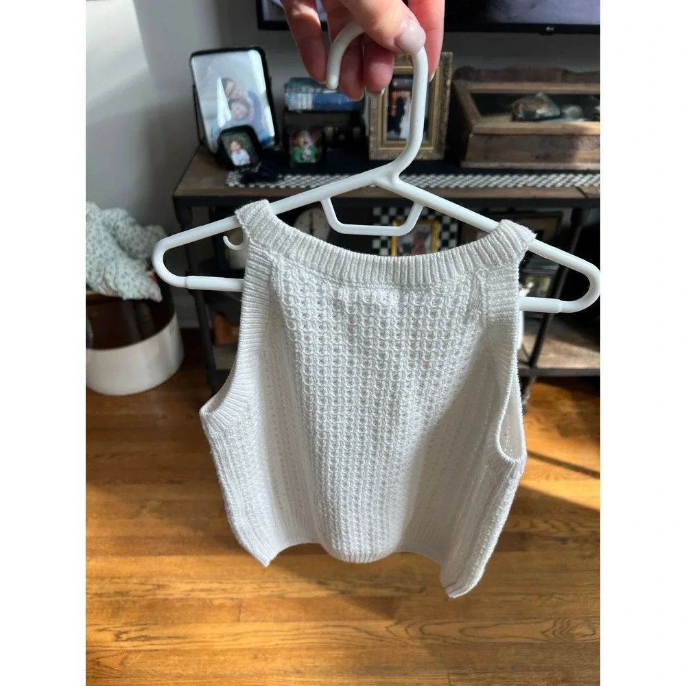 Cat‎ & Jack white knit sweater tank top Girls 6-7